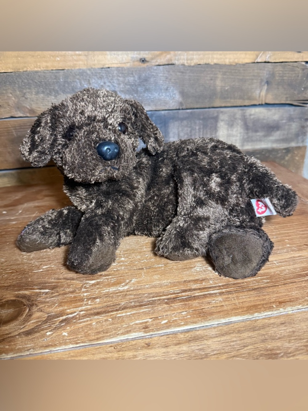 Chocolate Labrador Lab Plush Dog Ty Silk 2001 Nuzzle Dark Brown Puppy 12"
